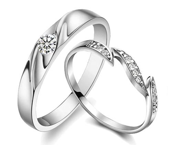 Cặp nhẫn cưới VÀNG TRẮNG 18K đính KIM CƯƠNG TỰ NHIÊN 3mm độ sạch VVS